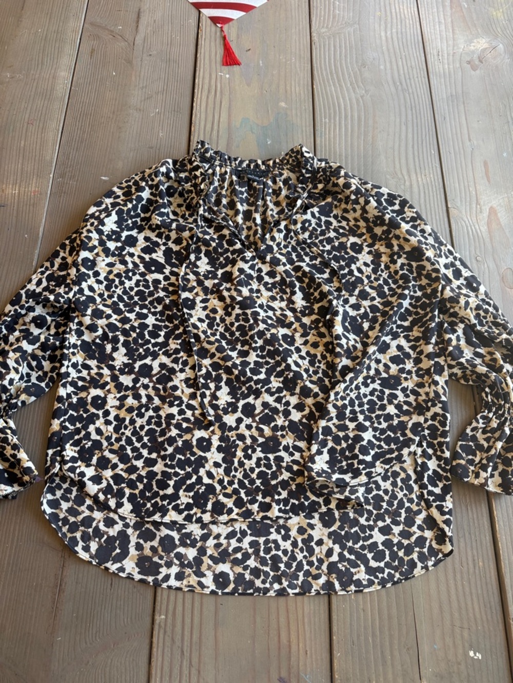 Sanctuary Leopard Print Long-Sleeve Blouse - Black & Cream